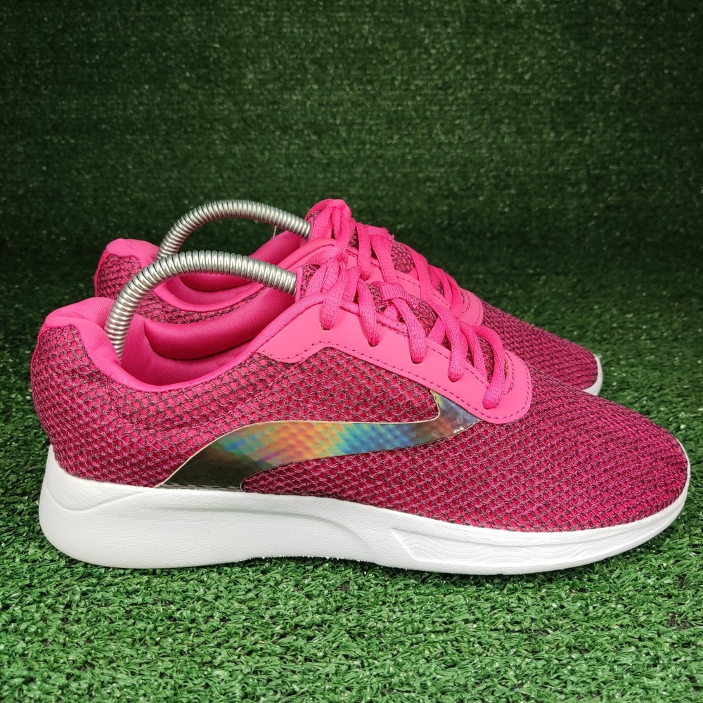 Athletic Works Sneakers Womens 8 wide Pink Mesh Iridescent‎ Stripe Lightweight